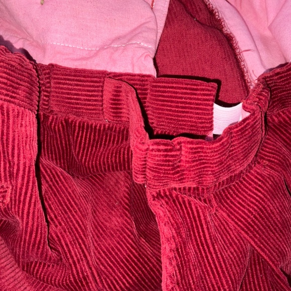 Red Corduroy Pants with Flat Front Design - Picture 7 of 12